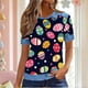 thumbnail image 2 of Camiseta de Solapa de Cuello Redondo de la Impresión Casual de Pascua No Posicionamiento, Tops de Cuello Redondo para las Mujeres Suaves Transpirables, 2 of 6