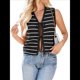 thumbnail image 3 of Suéter de Punto A Crochet para Mujer, Sin Mangas, con Cuello en V y Lazo Frontal, A Rayas, Estilo , para Verano 2025 Negro S, 3 of 9