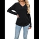 thumbnail image 1 of Camisetas de Mujer con Cuello en V, Larga, Informales, Básicas, Lisas y Suaves Negro XL, 1 of 10
