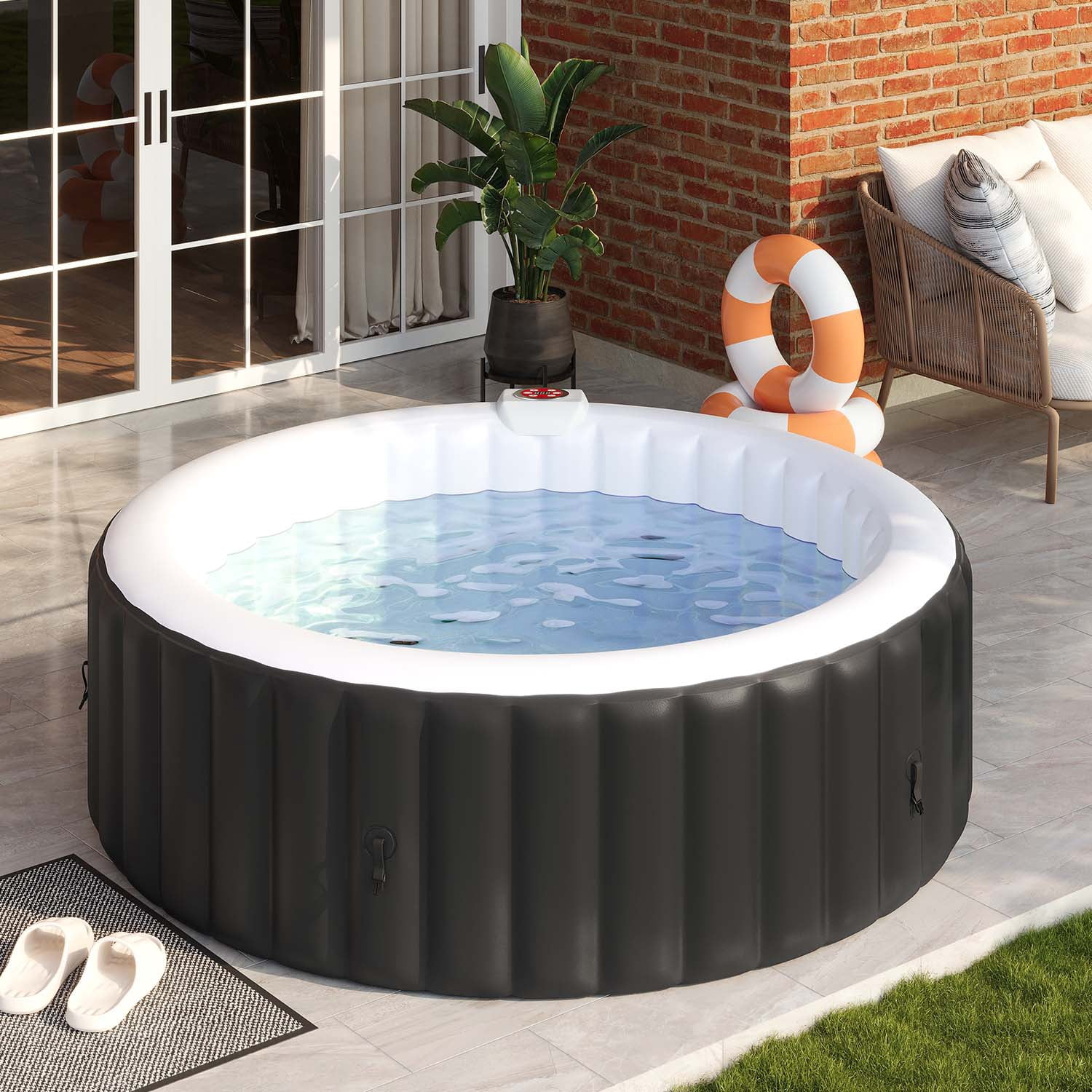 Portable Outdoor Spa with 130 Soothing Air Jets, Heater Pump,Insulated Cover and Filter System
