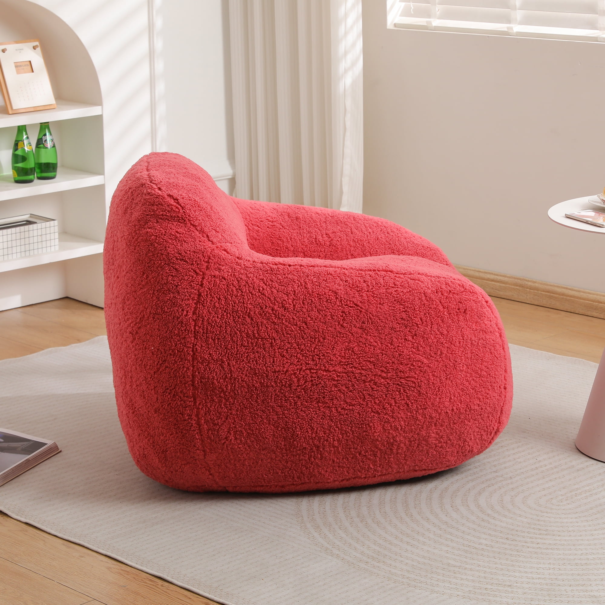 Jopath Bean Bag Chair, Bean Bag Sofa for Adults Comfy Beanbag Giant Bean Bag Couch with Armrest Large for Gaming Reading Living Room Bedroom Apartment Rose Red