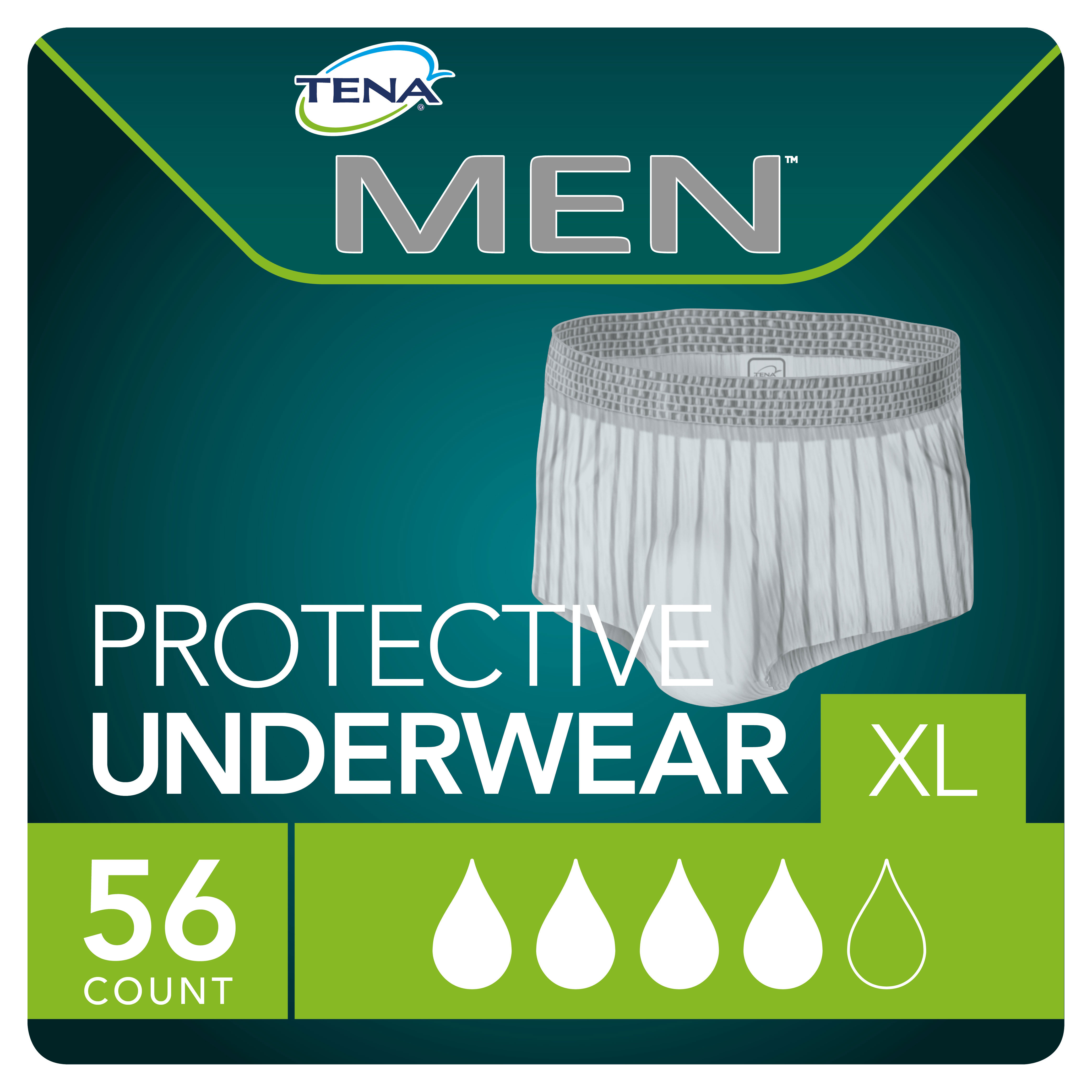 Tena Incontinence Underwear for Men, Protective, XLarge, 56 Count
