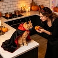 thumbnail image 3 of YYDENG Halloween Pet Vampire Cape Costume Set With Devil Horn Headband, Festive Cosplay Outfit for Cats & Small Medium Dogs, Holiday Party Photo Prop, 3 of 8