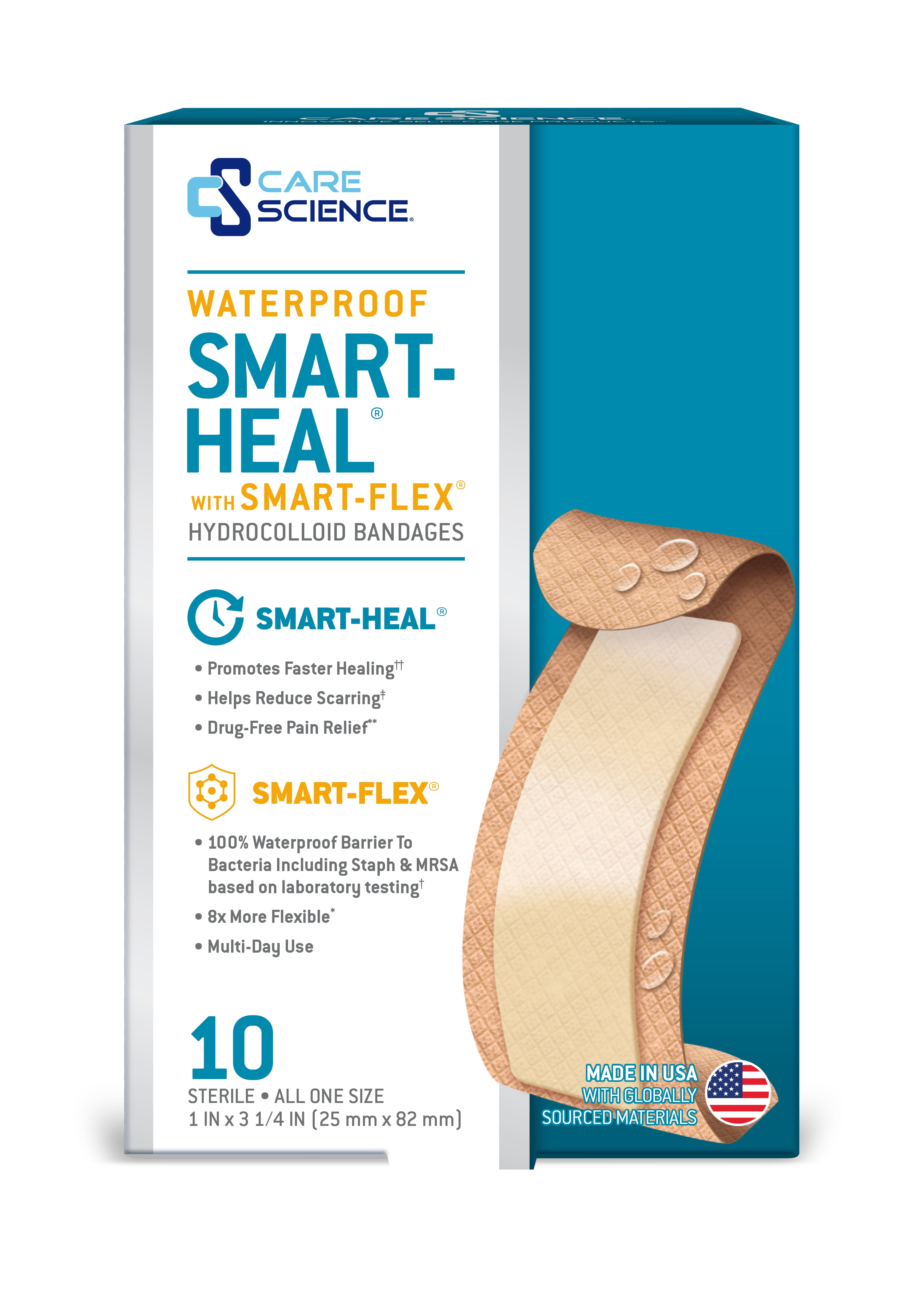 (2 pack) PERF FAB PU W/HYDROCOLLOID PAD 1 X 3.25 10CT