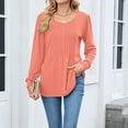 thumbnail image 2 of Women's Puff Long Sleeve Shirts Pleated Crew Neck Dressy Casual Blouses Fall Trendy Flowy Loose Fit Tunic Tops, 2 of 7