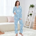 thumbnail image 4 of FORMRS Womens Pajama Set Long Sleeve Top and Pants with Pockets Soft Comfy Lounge Sleepwear, Sizes S-2XL, Blue Snowflake, 4 of 7