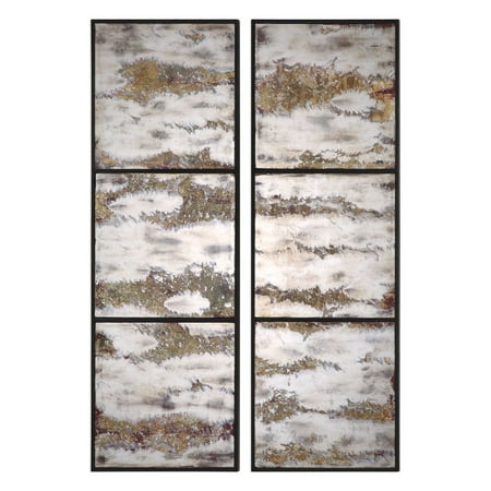 Uttermost 04099 Rahila Set Of (2) Antiqued Panel Oxidized Wall Mirrors - Off White