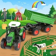 HopeRock Tractor Toy, Farm Toys Set for Toddlers Boys Age 3 4 5 6 Years, Realistic Pretend Play for Little Farmers, Christmas Birthday Gifts for Toddlers 3-6 years old.