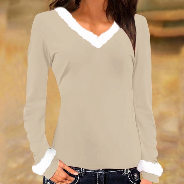 Liquidation à Moins de 7!Sevevn Collier à Col Solide pour Femmes Manches Longues Ventes Aujourd'hui Liquidation Kaki TTTTG