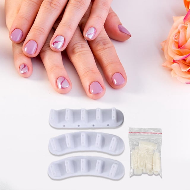 Soporte de exhibición acrílico Fernando para decoración de uñas 3 piezas con 10 uñas postizas