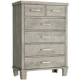 thumbnail image 2 of Yesfashion Vintage Dresser for Bedroom with 6 Drawers, Vintage Design Wood Drawer Dresser Chest of Drawers (Grey, 6 Drawers), 2 of 6
