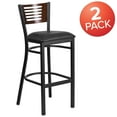 thumbnail image 3 of BizChair Vinyl Seat Slat Back Bar Stools, Walnut Wood/Black (Set of 2), 3 of 14