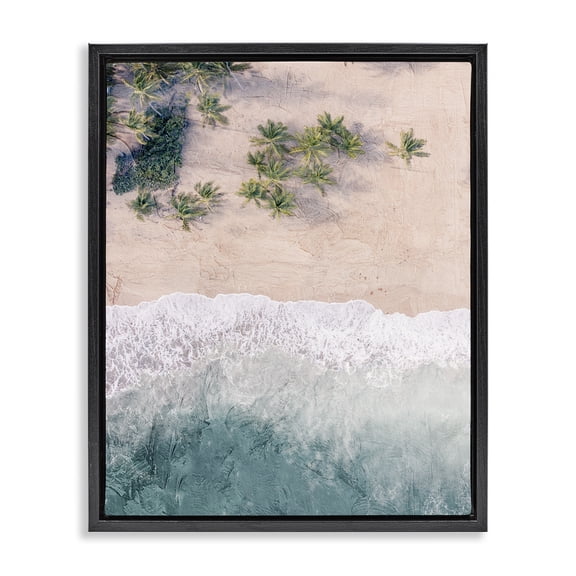 Stupell Industries Coastal Aerial Tropical Beach Black Floating Frame Canvas Art, 17 x 21, by Kim Allen
