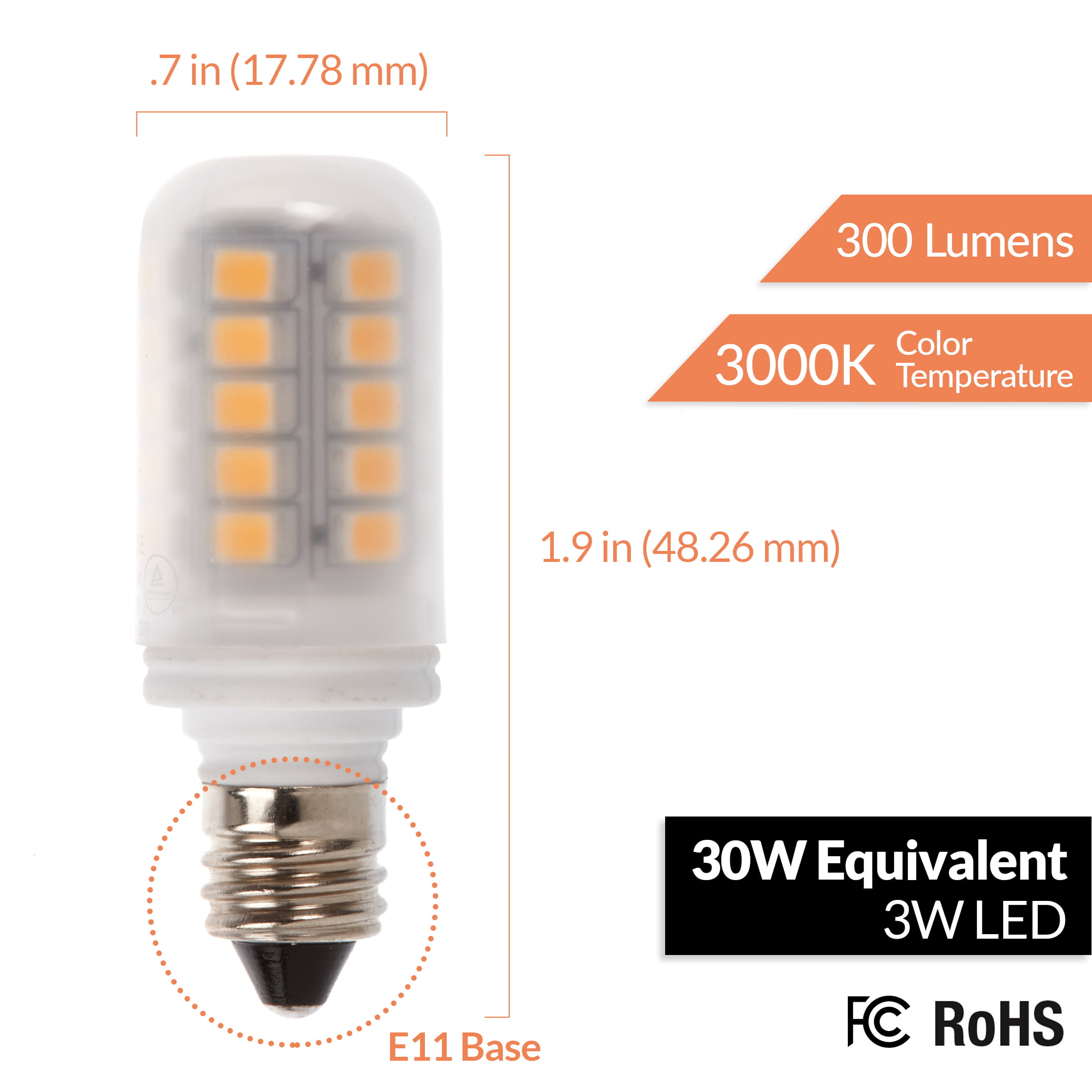 Meridian 25W Equivalent General Purpose Warm White E11 LED Light Bulb 