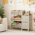 thumbnail image 5 of Kids Toy Organizers and Storage Bins - 7 Storage Bins + 2 Fabric Drawers + 1 Bookshelf, Playroom Storage, Mobile Cart Organizer for Toy, Clothes, Blankets and Books - Off White, 5 of 14