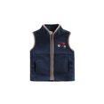 thumbnail image 1 of Chaleco informal de otoño para niño, sin mangas, con cuello alto y cremallera, bordado de tractor, chaqueta de forro polar., 1 of 7