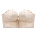 thumbnail image 5 of Strapless Bras for Women Push Up Lace Bustier Corset Front Button Bandeau Non Slip Soft Bra Beige XL, 5 of 7