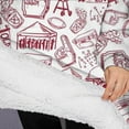thumbnail image 3 of Oversized Wearable Blanket Hoodie,Red Football Event Elements Pattern Sherpa Blanket Hoodie with Super Pockets,Super Warm Fuzzy Pullover for Women & Men, 3 of 6