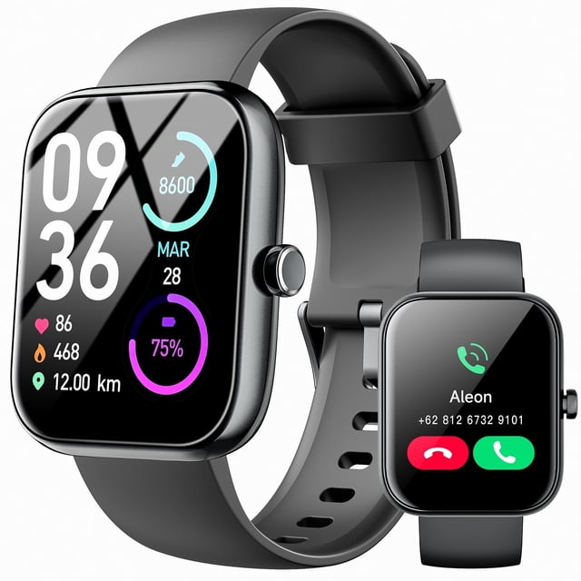 STA Reloj Inteligente, Pantalla Táctil HD 2.01", Llamada Bluetooth,IP68, 180+ Modos Deportivos,Negro