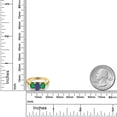 thumbnail image 6 of Gem Stone King 18K Yellow Gold Plated Silver Blue Lapis and Green Nano Emerald Filigree Style 3 Stone Ring for Women (2.20 Cttw, Oval 8X6MM and 6X4MM, Size 5), 6 of 6