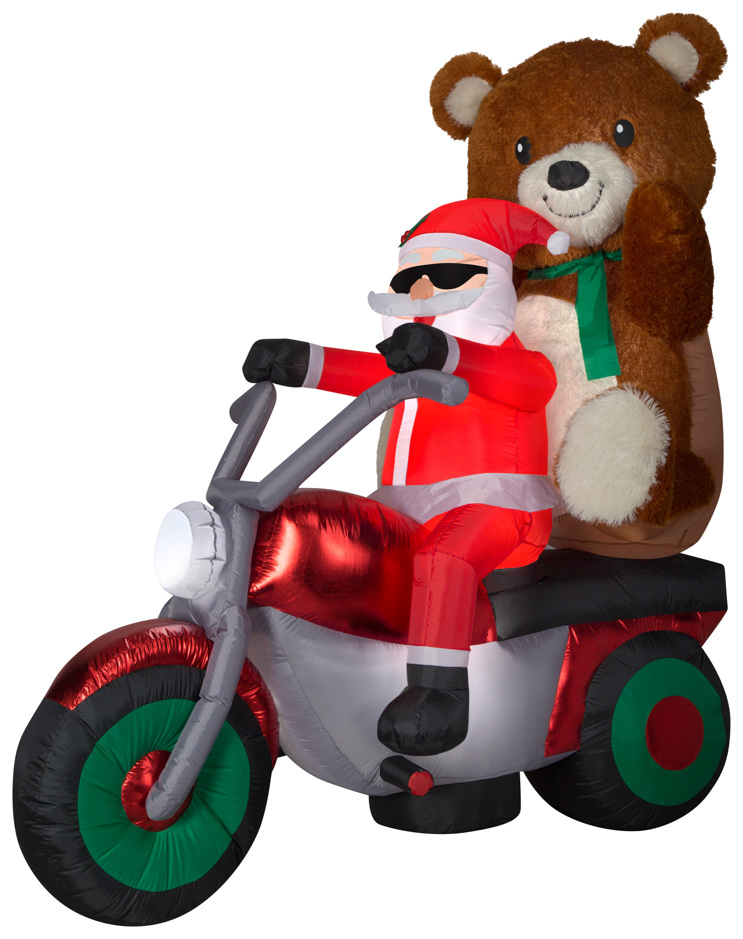 6 1/2' Gemmy Airblown Inflatable Mixed Media Santa On Motorcycle w