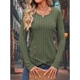 thumbnail image 3 of 2024 Women Fall Warm Long Sleeve Slim-fitting Solid Color Knitted Sweaters Female Comfortable O-neck Button Striped Pullover, 3 of 5