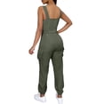 thumbnail image 3 of DYMADE Women Summer Workwear Sleeveless Solid Pockets Belt Relaxed Fit Adjustable Strap One-Piece Jumpsuit, 3 of 3