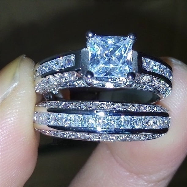FDLK, 2 uds., conjunto nupcial, anillos elegantes para mujer, joyería de moda de compromiso de boda con anillo femenino de circón cúbico brillante completo Tan Jianjun unisex
