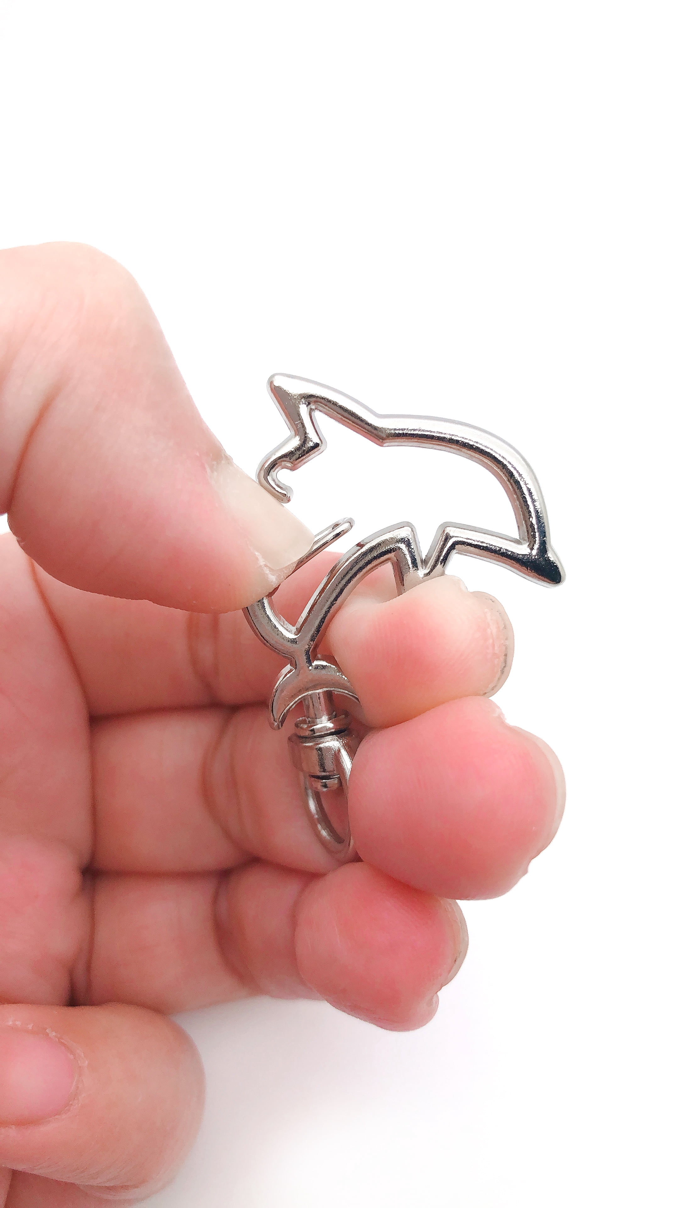 Pack of 100 Metal Dolphin Shaped Spring Snap Keychain Clip Hanging Buckle Key Ring DIY Craft Key Chains Accessories