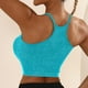thumbnail image 5 of Brasier Mujer Sujetadores Deportivos de Tela de Mantequilla para Mujer, de Punto, Acolchados, Push up, Cómodos, Espalda Cruzada, Tirantes Finos, para Entrenamiento, Yoga, Gimnasio, Fitness Grande, 5 of 6