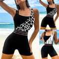 thumbnail image 2 of Jacenvly Plus Size Swimsuits for Women 2Pcs Clearance Swimdress Two-Piece Swimwear with Tankini Top Bathing Suits Black, 2 of 8
