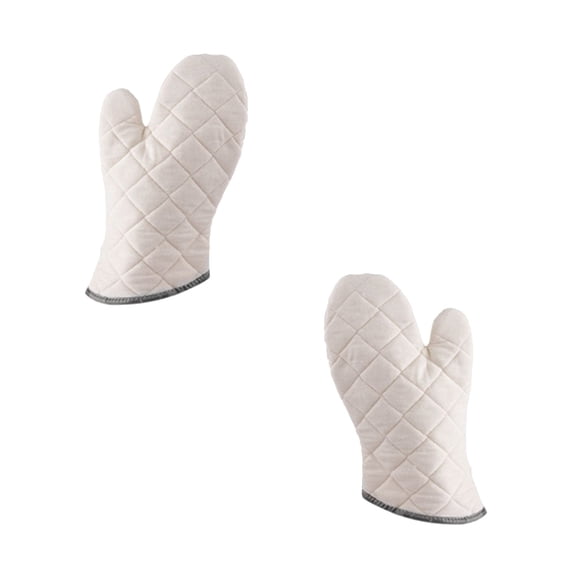 Raindrops 2 Pcs Insulation Gloves Cotton Mitts Oven Heat Resistant White
