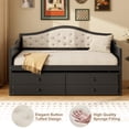thumbnail image 6 of Mirightone Daybed with Pull-Out Trundle & 2 Storage Drawers, Wood Bed DayBed Frame with Upholstered Tufted Backrest, Sofa Bed for Living Room, Guest Room, Bedroom (Black), 6 of 13