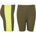 thumbnail image 2 of Umbro Big Girls High Waisted Bike Shorts (Burnt Olive/Sunny Lime) – Size X-Small, 2 of 6