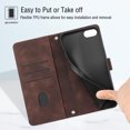 thumbnail image 6 of Nalacover Wallet Case for iPhone SE 2022/SE 2020/iPhone 8/iPhone 7, Skin-Friendly PU Leather Shoulder Strap Lanyard Crossbody Magnetic Flip Cover with Card Slots Kickstand Shockproof Case,Brown, 6 of 9