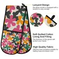 thumbnail image 2 of Yayeee Double Oven Mitt Kitchen Heat Resistant Baking 35" x7" Quilted Glove, Pink Floral Blooms, 2 of 6