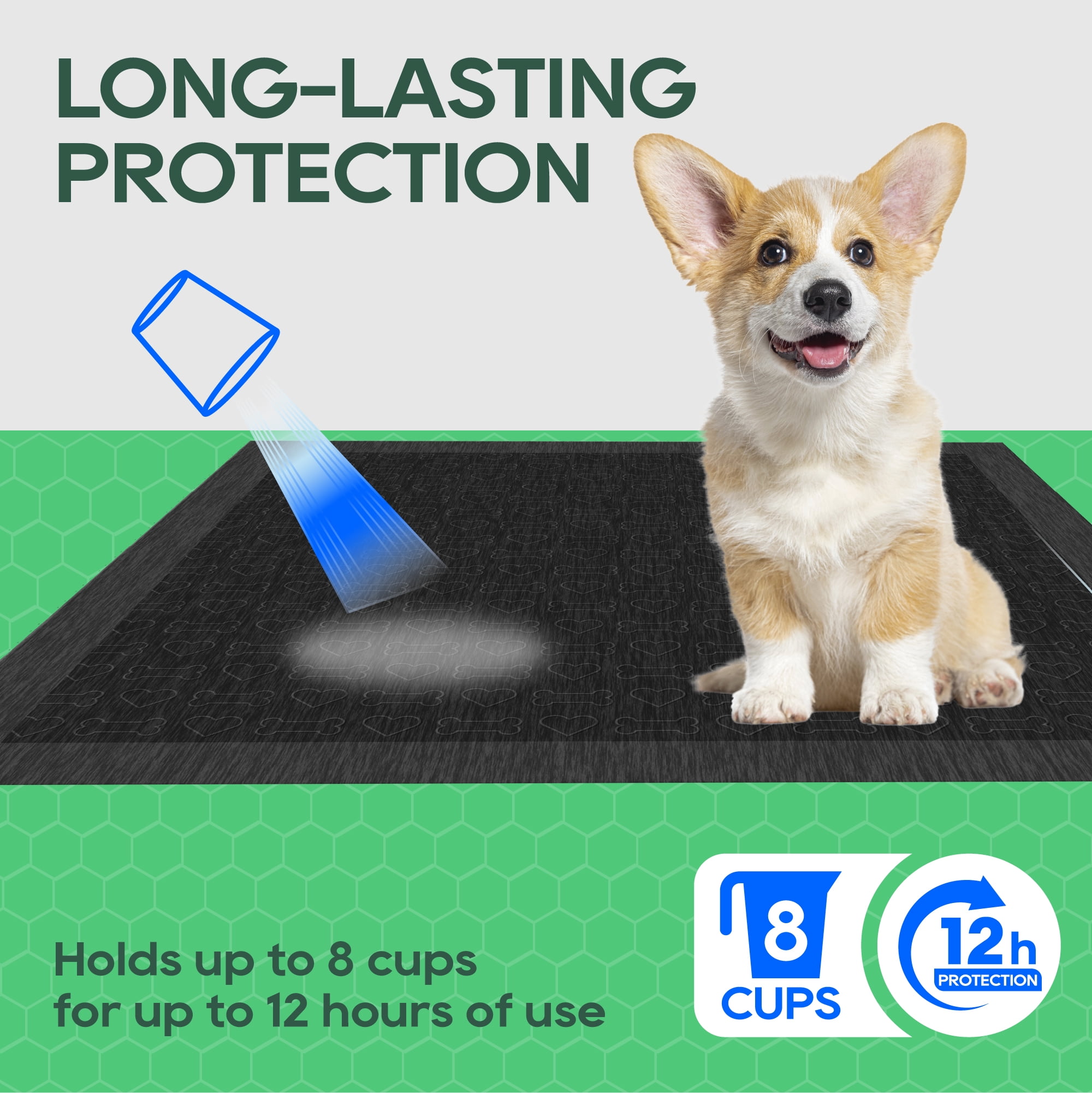 HONEY CARE All-Absorb Puppy Training Pads | Eliminating Urine Odor, Ultra Charcoal Dog Pee Pad (Carbon, L 22x23 inch, 100ct)