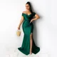 thumbnail image 3 of Vestidos de noche de sirena con escote en V y hombros descubiertos sexys para mujer, elegantes vestidos largos formales ajustados con frunces para fiestas nocturnas y bailes de graduación, 3 of 5
