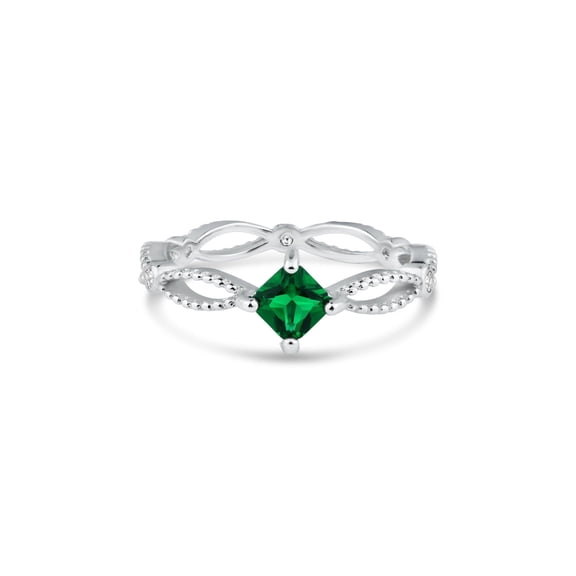 Rhodium Plated 925 Sterling Silver Marquise Green Ring Band Cubic Zirconia Jewelry Female Size 6