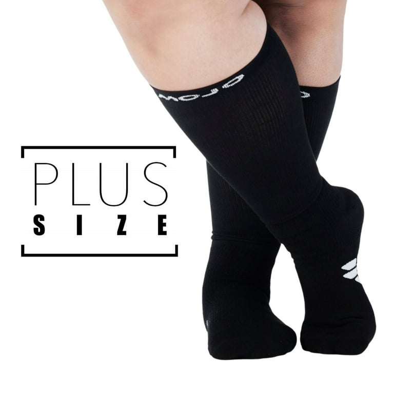 Mojo Plus Size Support Stockings for Men & Women 15-20mmHg - Black, 2X-Large