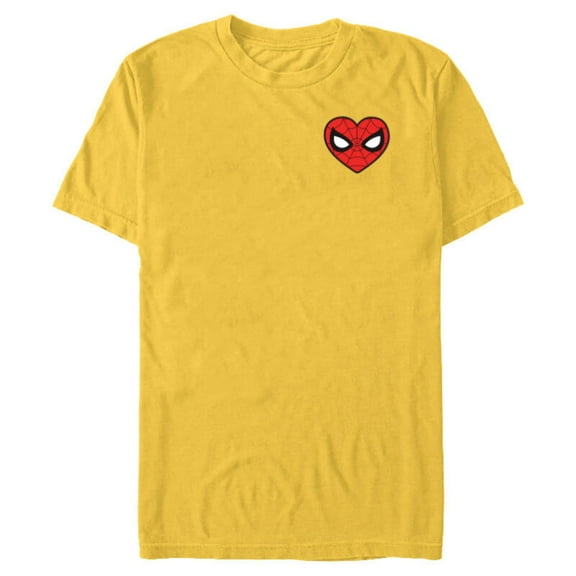 Marvel Spider-Man Valentine’s Day Love Classic Heart Mask - Short Sleeve Blended T-Shirt for Adults - Customized-Yellow