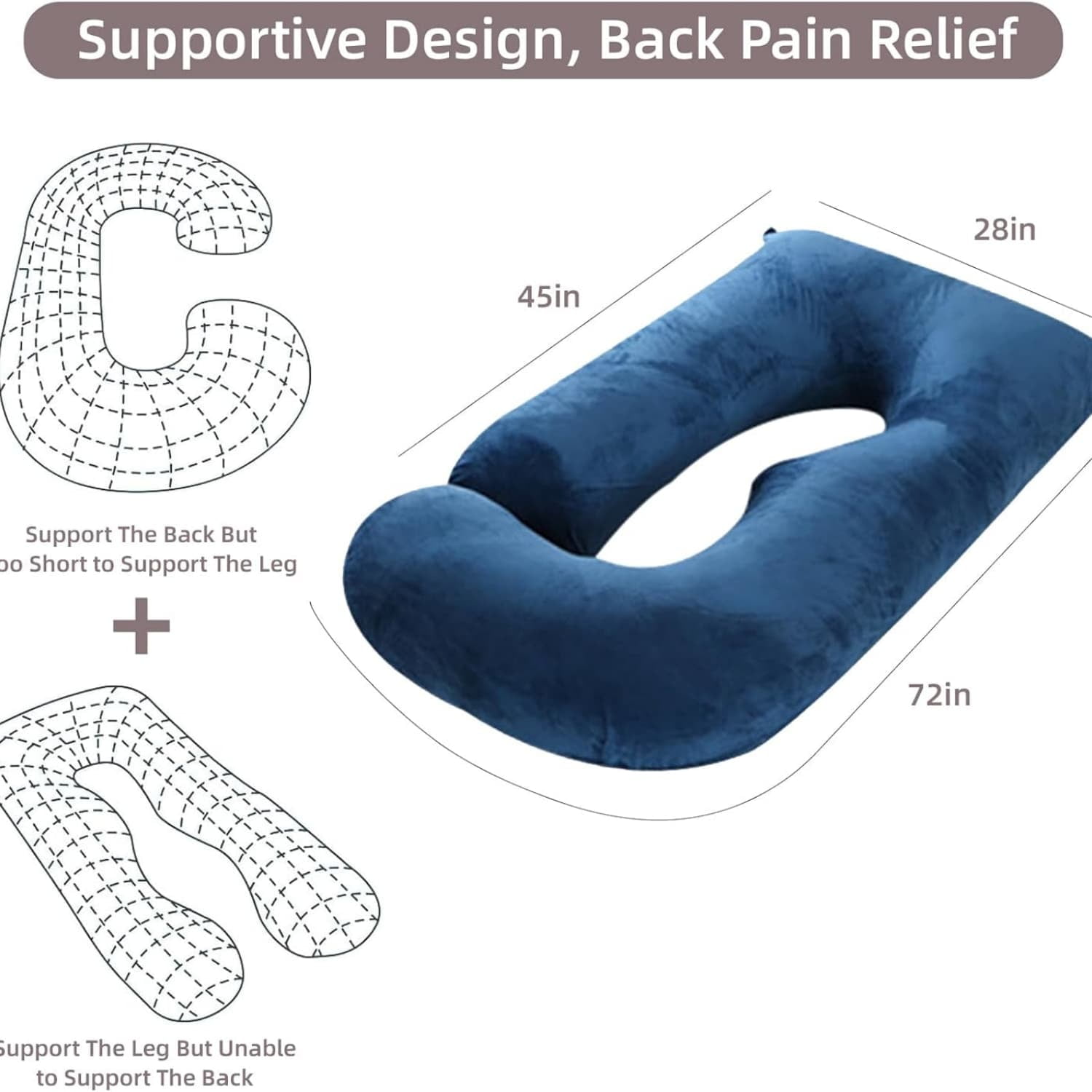 60 Inch Full Body Pregnancy Pillows for Sleeping Cooling Pregnancy Pillow,U Shaped Pregnancy Body Pillow,Maternity Pillows for Pregnant Women with Removable Washable Velvet Cover.(Blue)