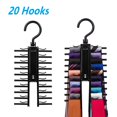 thumbnail image 1 of Tie Rack Hanger   Tie Rack Holder with 20 Hooks Non-Slip Clips  360 Degree Swivel  Space Saving Plastic Tie Organizer, 1 of 9