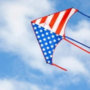 GEX 50" Patriotic American Flag Large Delta Kite for Kids and Adults Single Line with 58" Tail String Easy to Fly for Beach Trip Park Family Outdoor Games and Activities