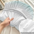 thumbnail image 4 of Twin Sze Fitted Sheet Set - Aqua Teal White Ombre 2 Piece Bedding Sets 16" Deep Pocket Fitted Sheet with 1 Pillowcase, Modern Abstract Art Farmhouse Gradient Brushed Microfiber Hotel Bed Sheets, 4 of 9