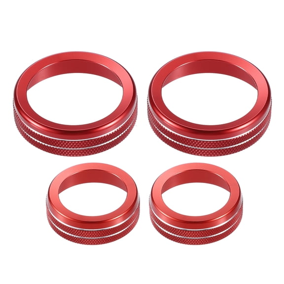 Unique Bargains 4 Pcs Interior Air Conditioner AC Audio Volume Tune Switch Knob Ring Cover for Ford F150 2021-2023 Red