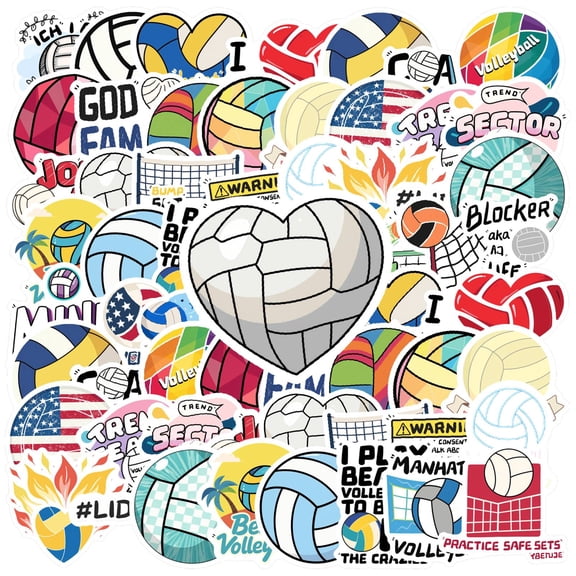 35pcs Colorful Stickers Volleyball Sports Stickers Fun Stickers for Laptops Suitcases Notebooks