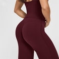 thumbnail image 3 of Leggings de entrenamiento for mujer, pantalones de Yoga sin costuras, de pierna ancha, acampanados, de cintura alta, suaves, sin costura frontal, gimnasio, Control de barriga, 3 of 5
