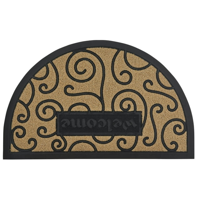 Superio Tapis d'Entrée en Fibre de Coco à Volutes Naturel et Orné 20"x31 Pouces