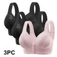 thumbnail image 2 of 3 Pack Everyday Bras for Women Wirefree Mesh Breathable Underwear Bras Plus Size Push up Bra Front Closure Lounge Camisole, 2 of 6